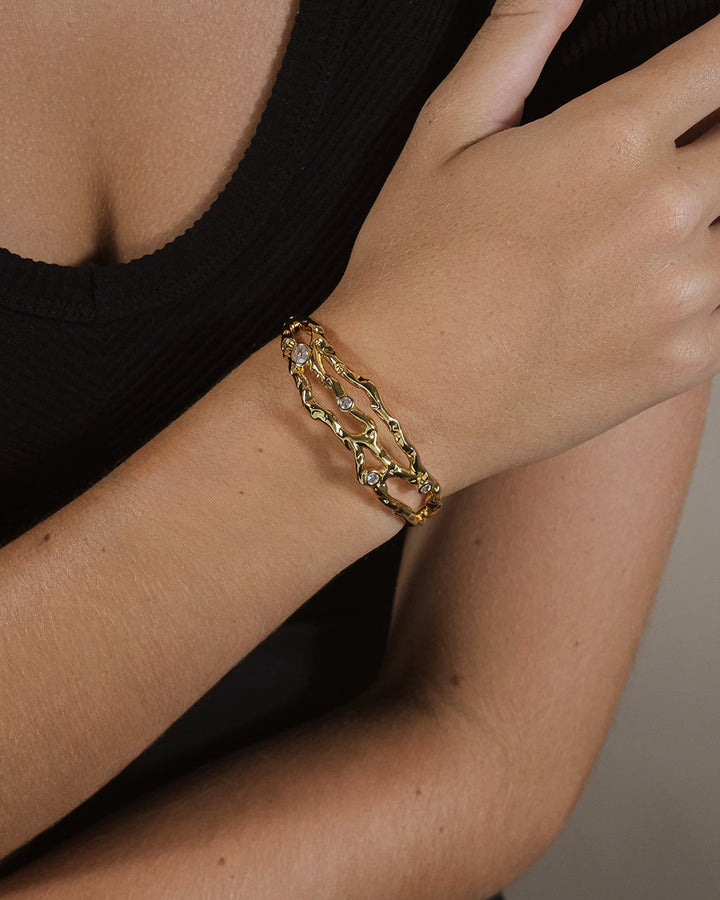 Tully CZ Molten Metal Cuff Bracelet