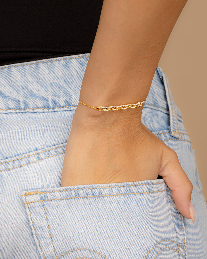 Harley CZ Interlocking Chain Bracelet