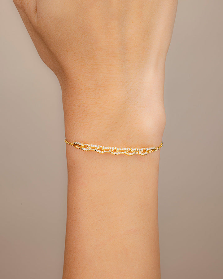 Harley CZ Interlocking Chain Bracelet