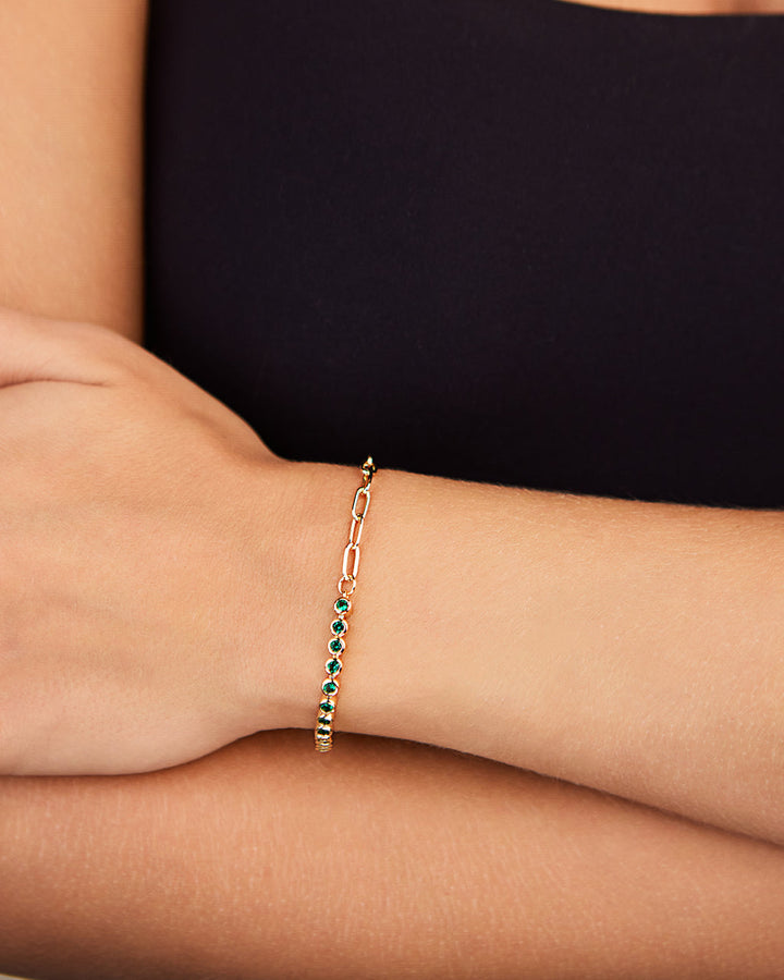 Emerald CZ Tennis & Chain Bracelet