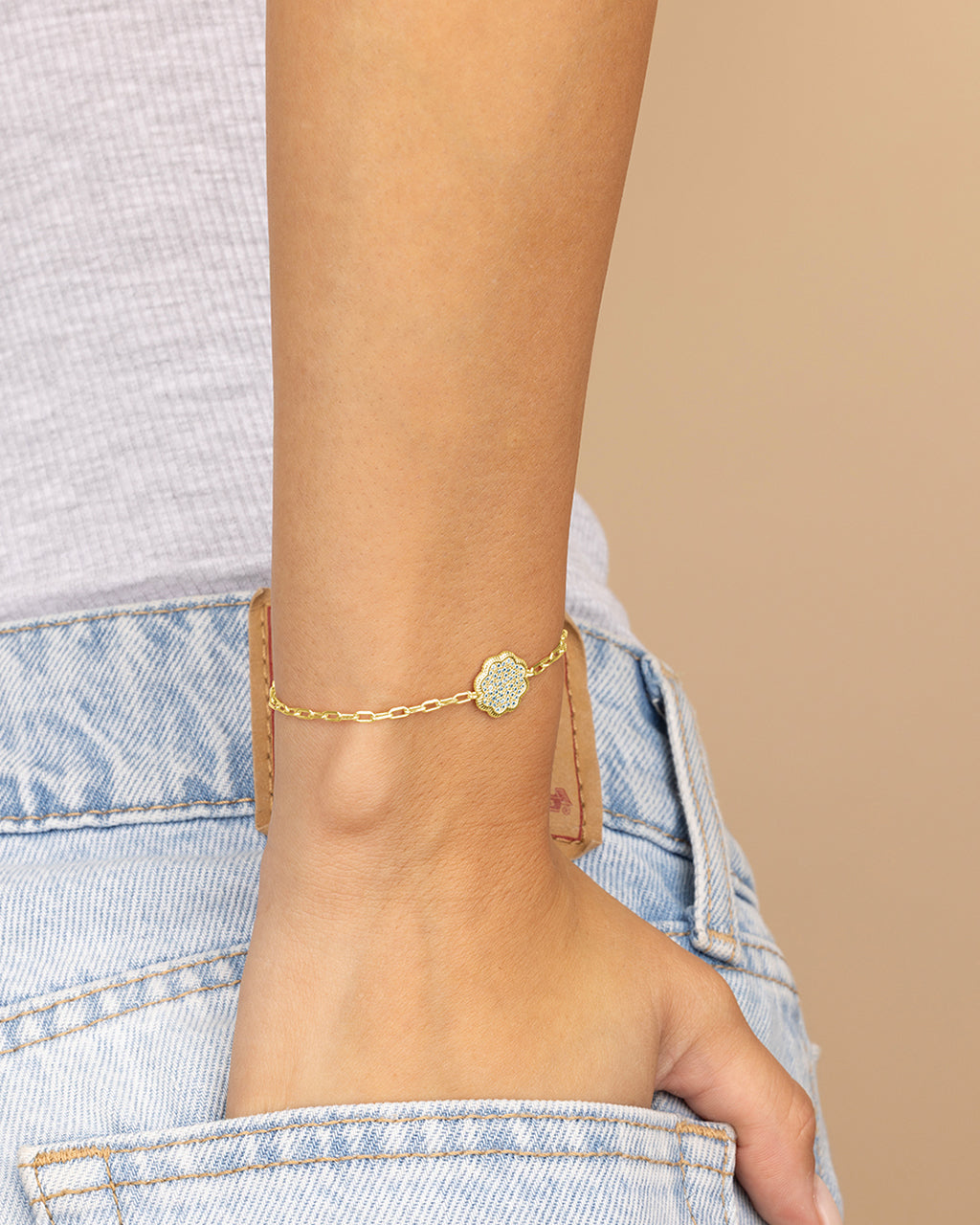 Raemy CZ Rose Petal Station Bracelet