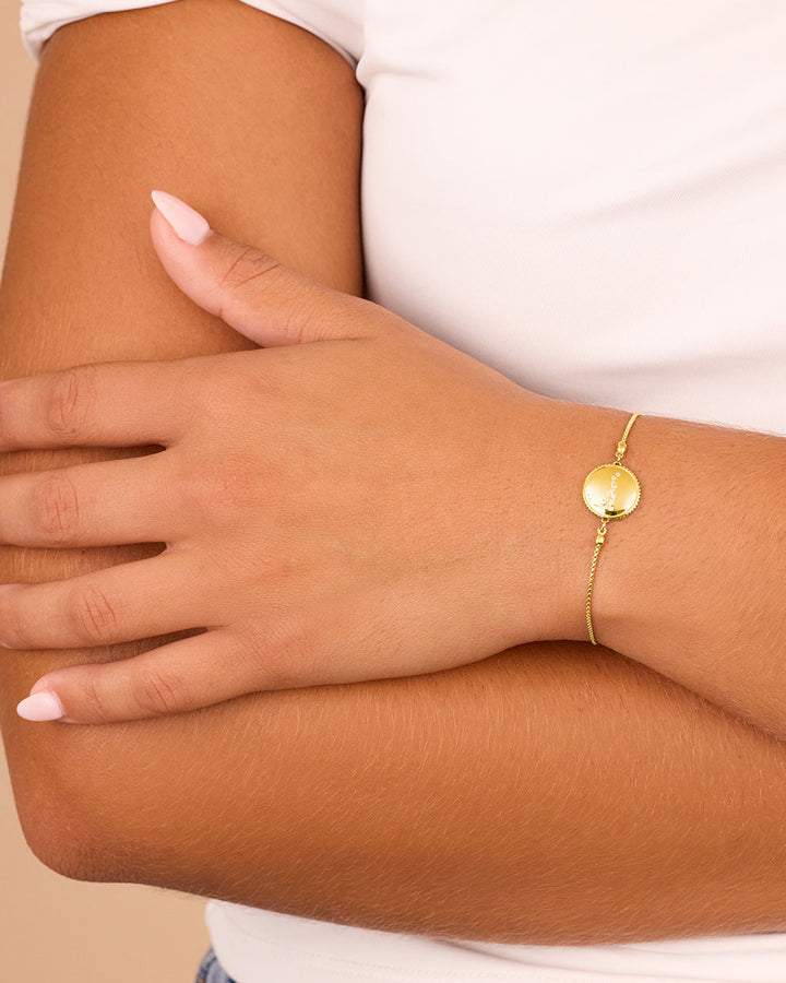 Sterling Silver CZ Constellation Disk Bolo Bracelet