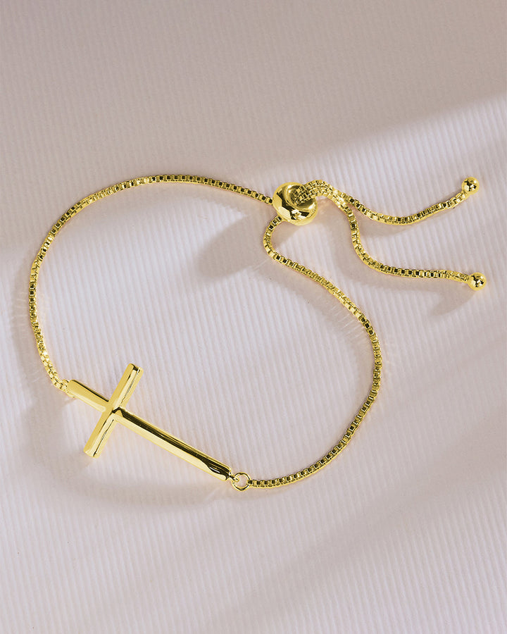 Polished Cross Bolo Bracelet