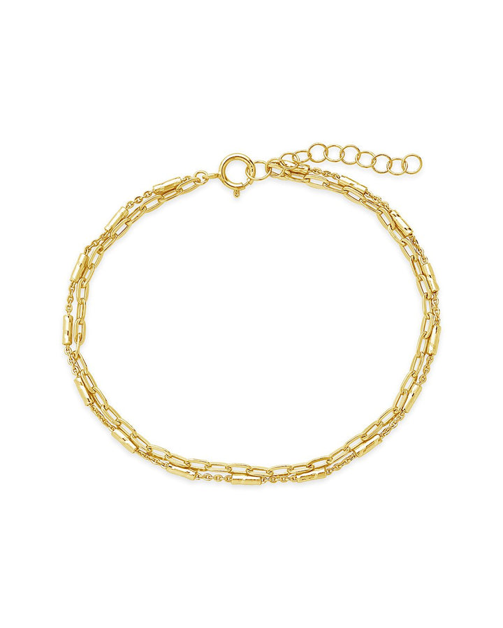 Sterling Silver Delicate 2 Layer Chain Bracelet