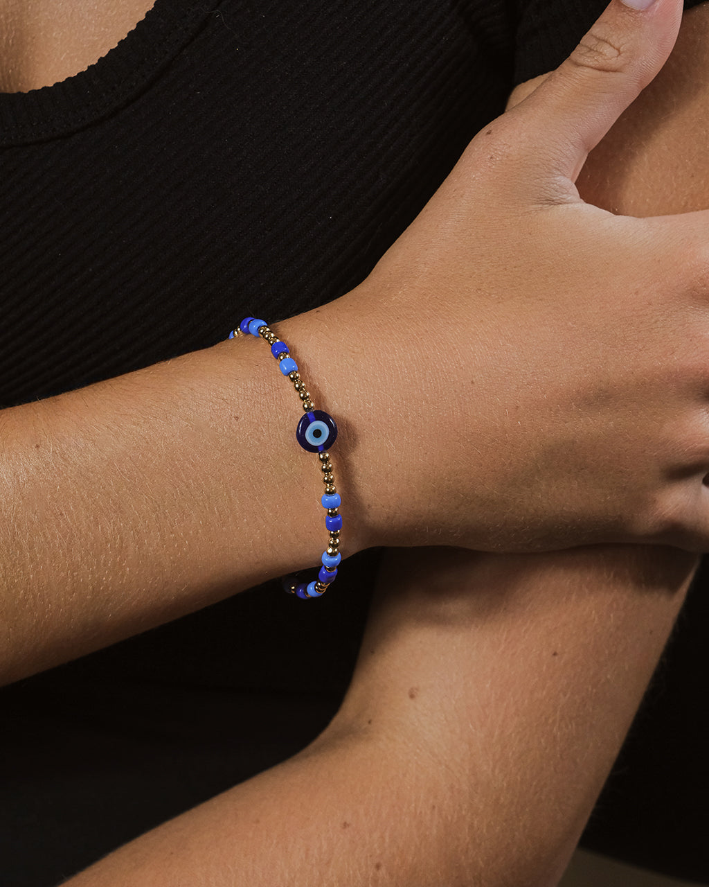 Sibyl Enamel Evil Eye Bead Bracelet
