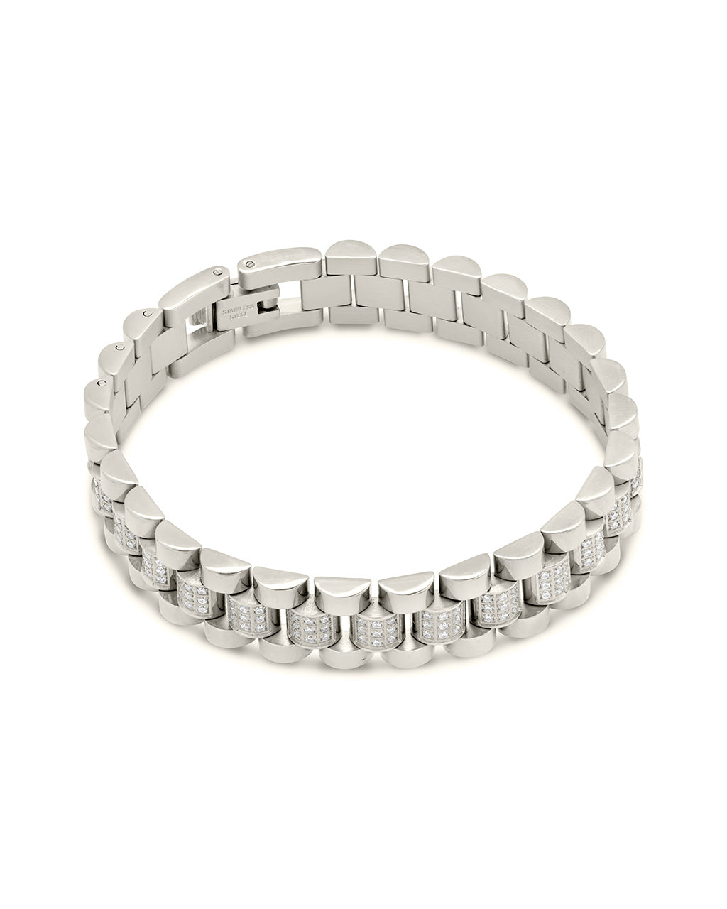 CZ Accent Watch Band Chain Bracelet