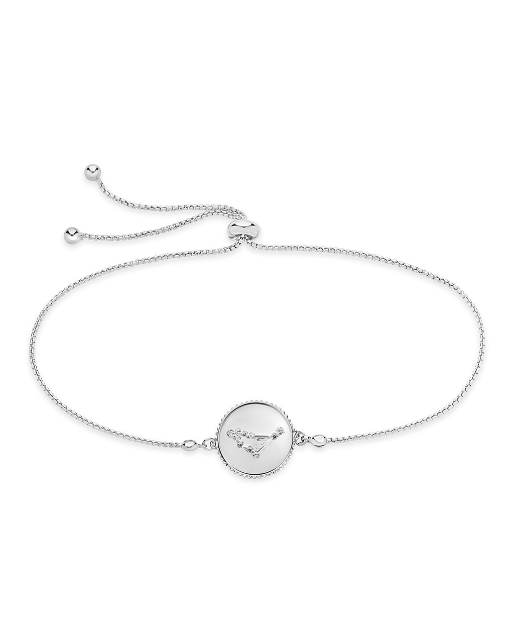 Sterling Silver CZ Constellation Disk Bolo Bracelet