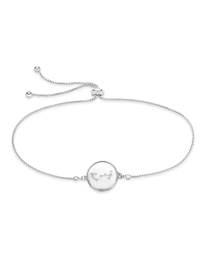 Sterling Silver CZ Constellation Disk Bolo Bracelet