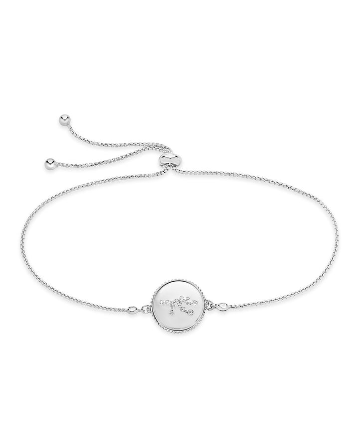 Sterling Silver CZ Constellation Disk Bolo Bracelet