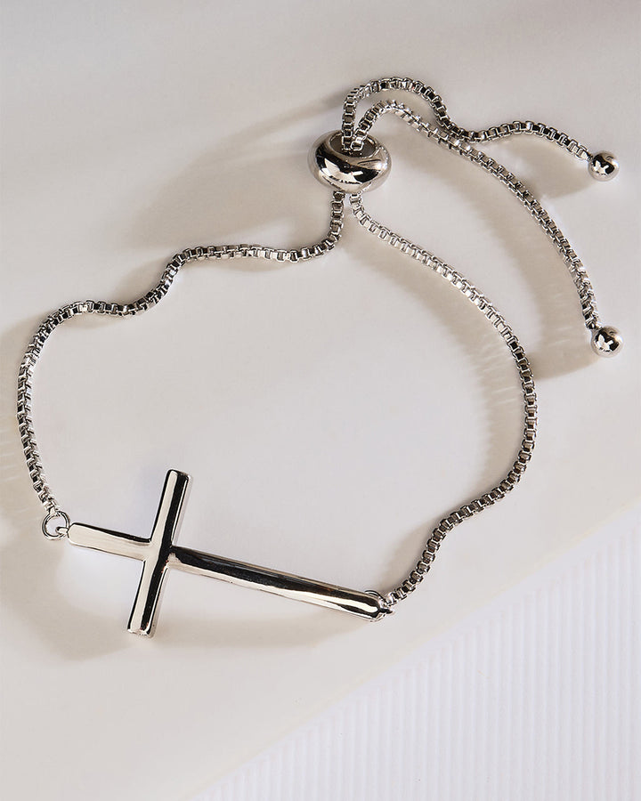 Polished Cross Bolo Bracelet