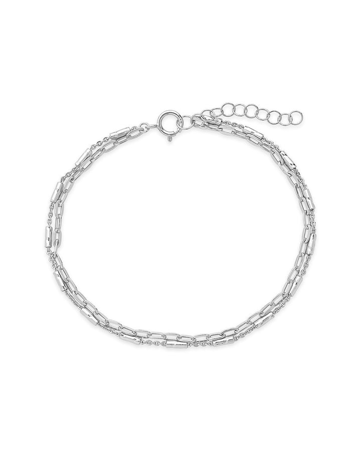 Sterling Silver Delicate 2 Layer Chain Bracelet