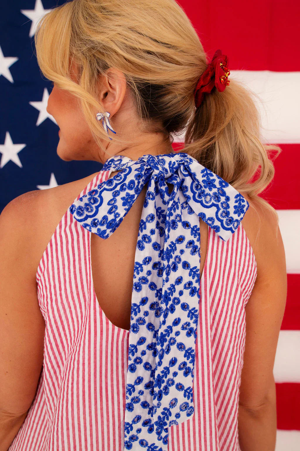 BRIANNA CANNON | Patriotic Seersucker Halter Dress