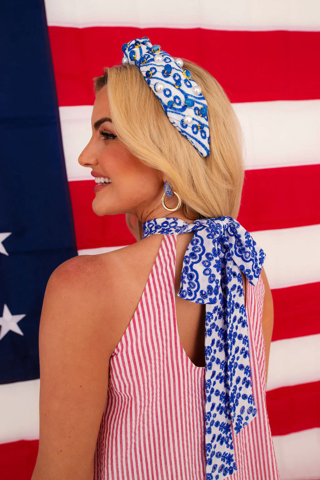 BRIANNA CANNON | Patriotic Seersucker Halter Dress