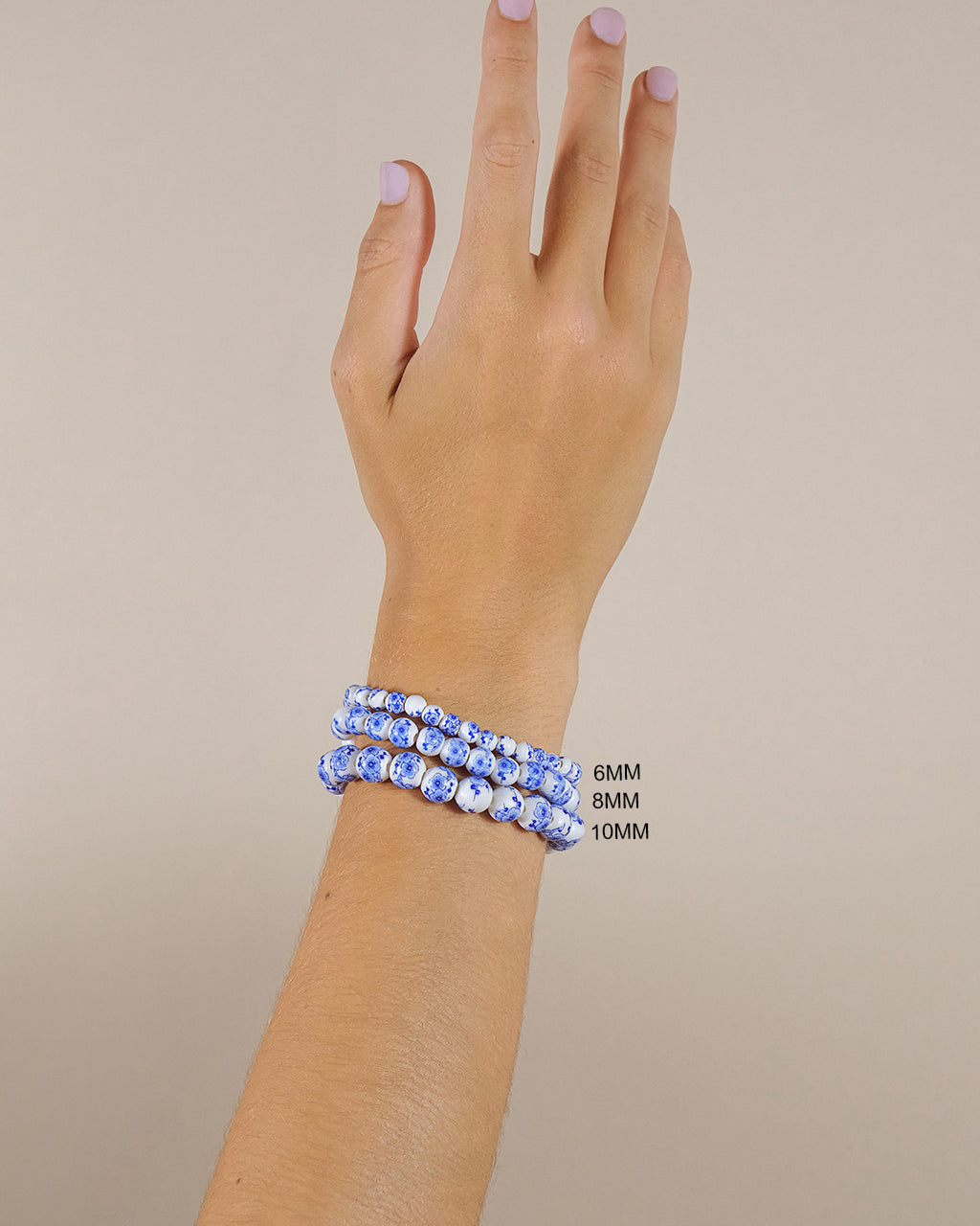 Blue Willow Beaded Stretch Bracelet