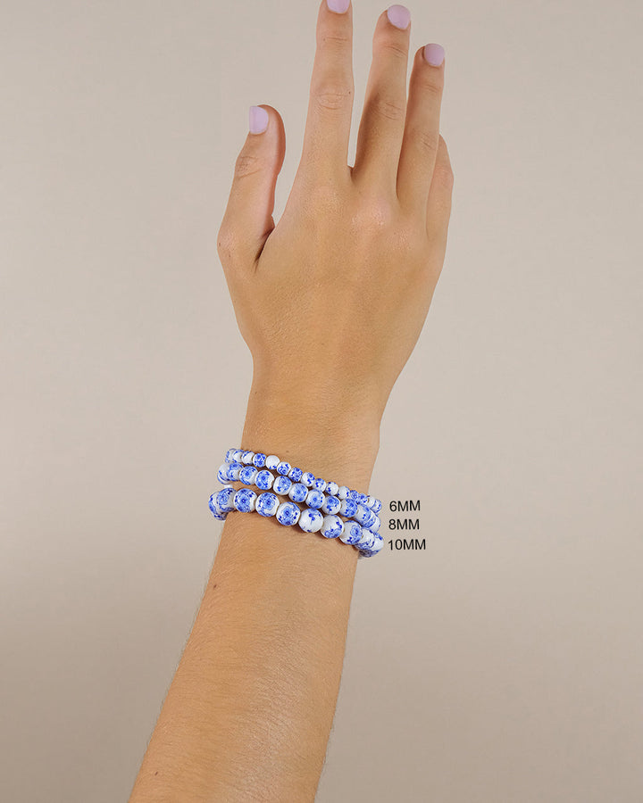 Blue Willow Beaded Stretch Bracelet