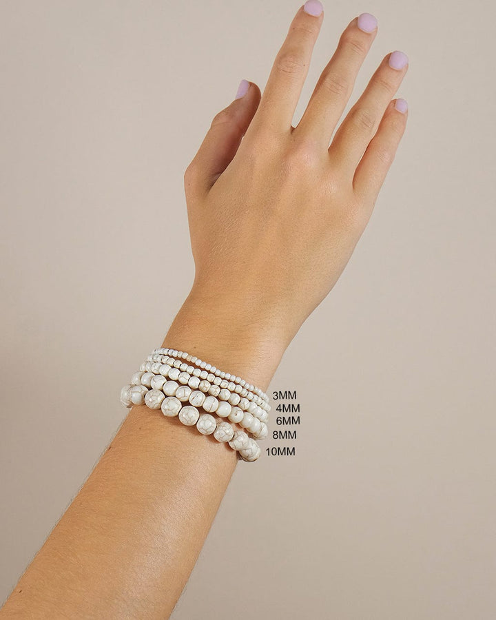 Cream Howlite Beaded Stretch Bracelet