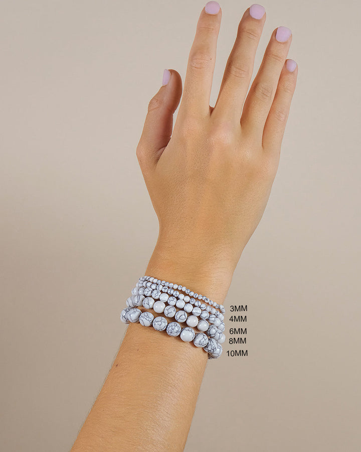 White Howlite Beaded Stretch Bracelet