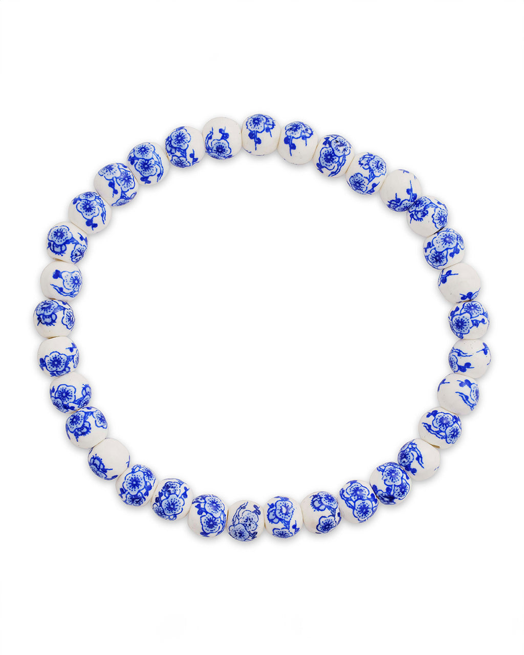 Blue Willow Beaded Stretch Bracelet