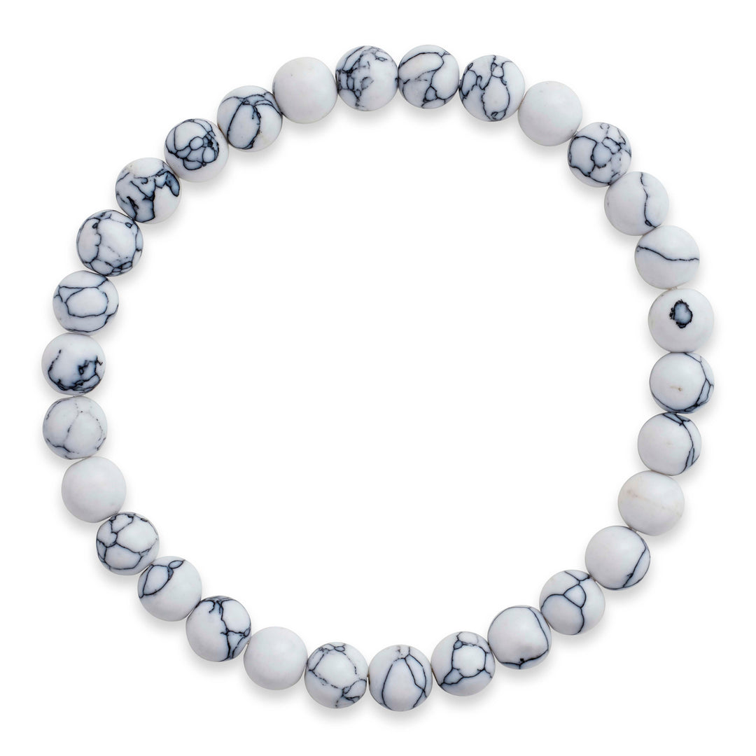 White Howlite Beaded Stretch Bracelet