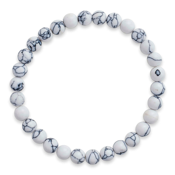 White Howlite Beaded Stretch Bracelet
