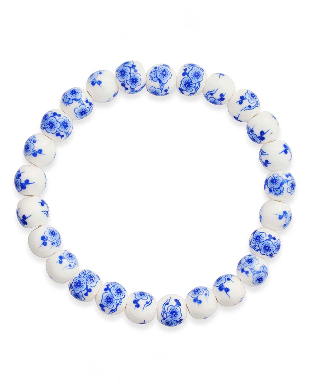 Blue Willow Beaded Stretch Bracelet