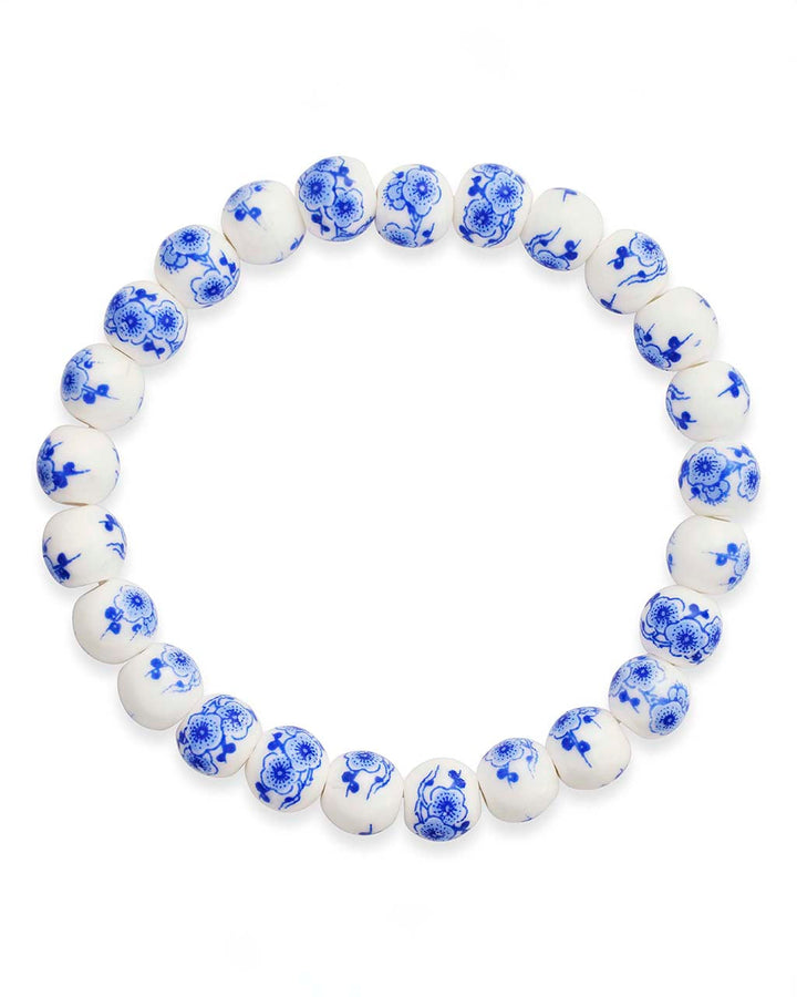 Blue Willow Beaded Stretch Bracelet
