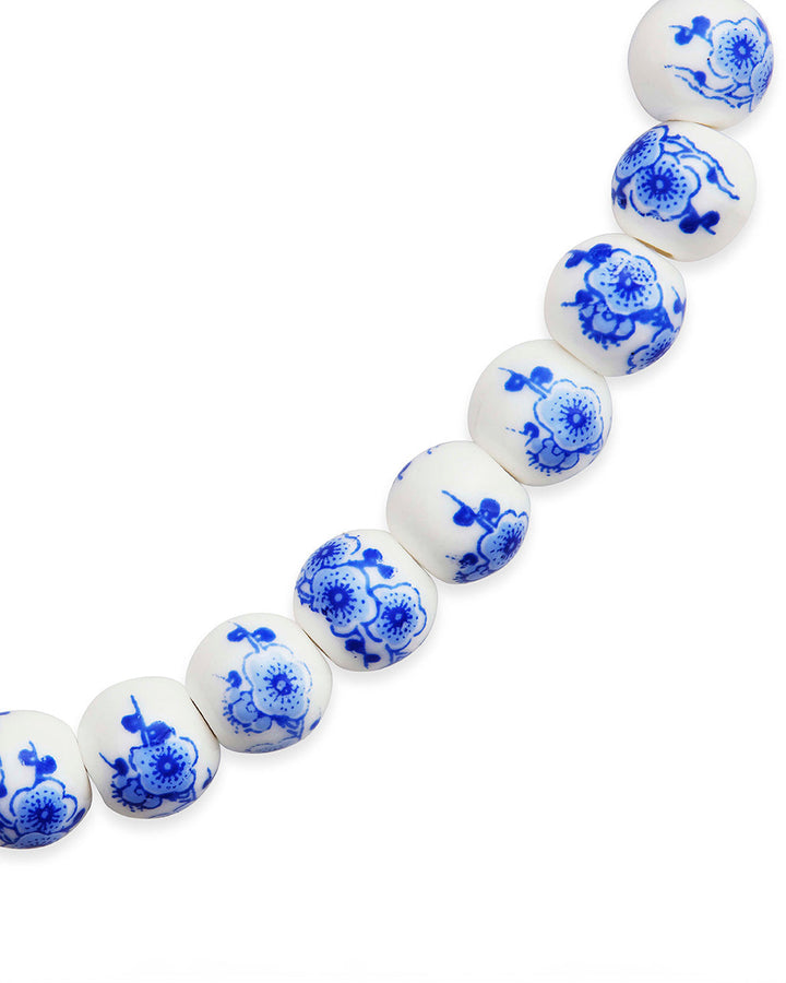 Blue Willow Beaded Stretch Bracelet