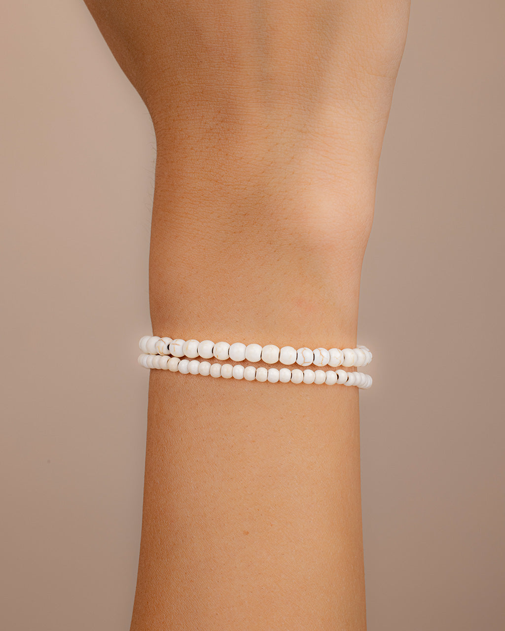 Stone Beaded Stretch Bracelet Set of 2