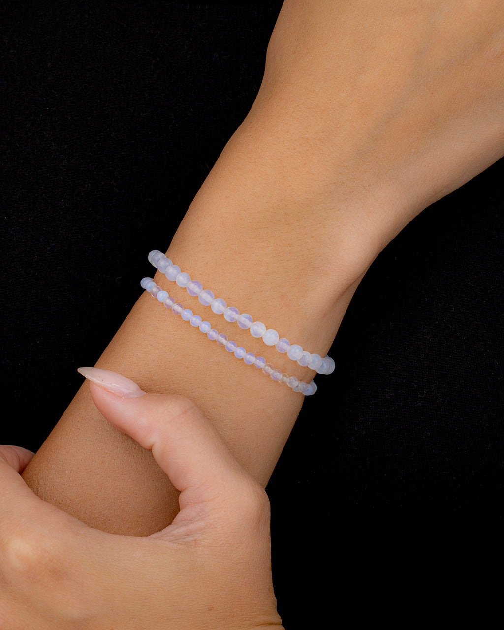 Stone Beaded Stretch Bracelet Set of 2