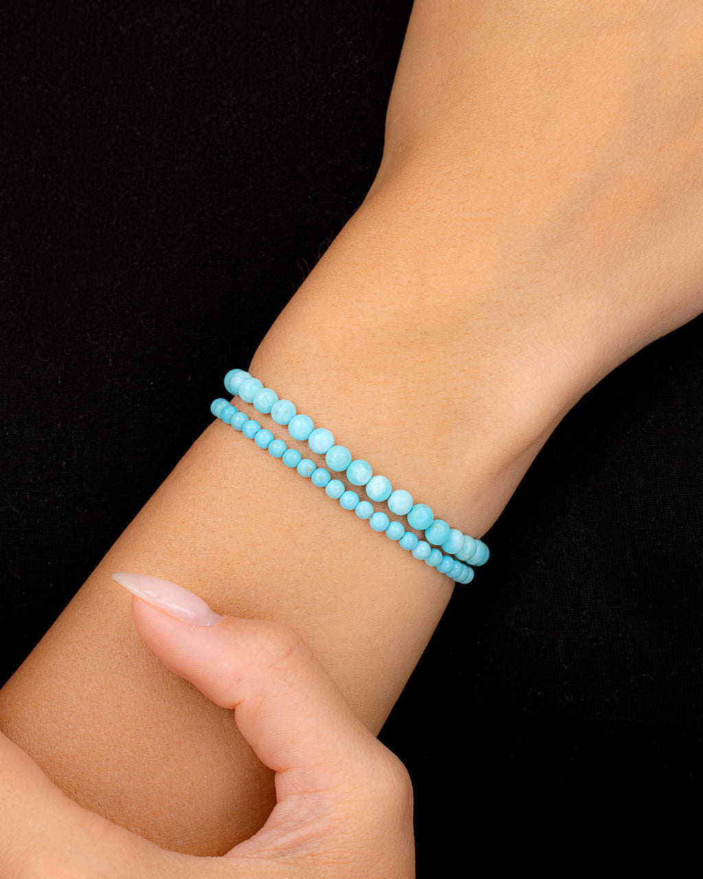 Stone Beaded Stretch Bracelet Set of 2