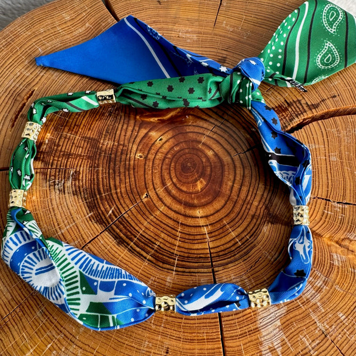 GEMELLI | BANDANA SCARF NECKLACE - GREEN & BLUE