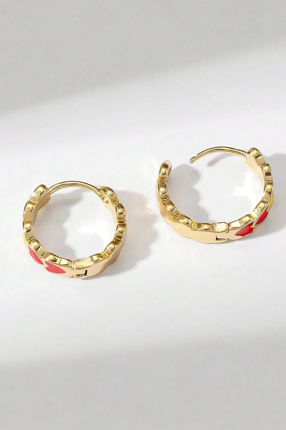 Red Heart Shape Small Hook Earrings