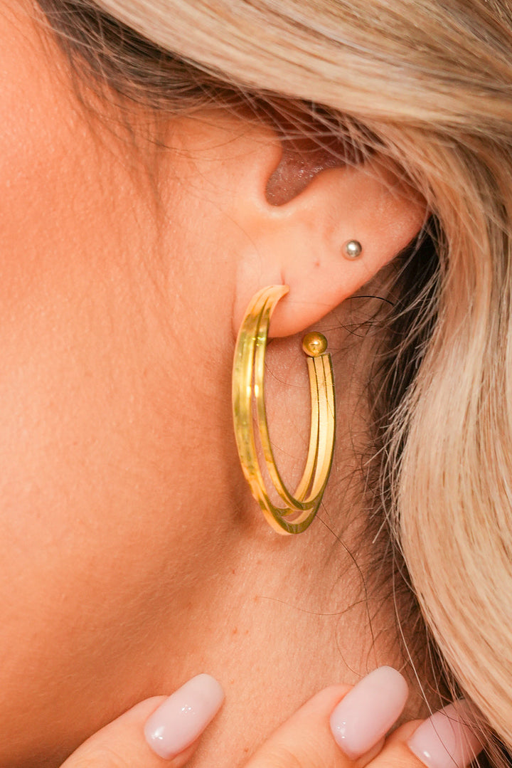 Gold Minimalist Triple Hoop Earrings