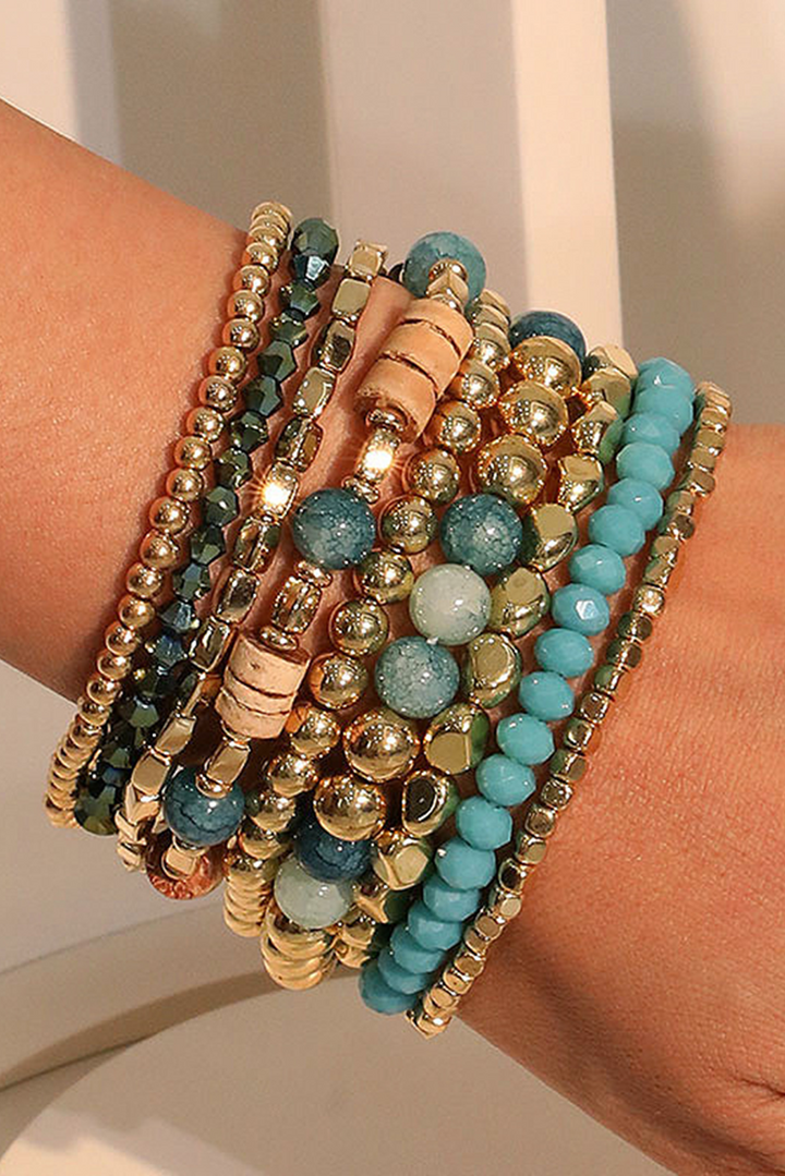 Boho Beaded Multi Layer Elastic Bracelet Set