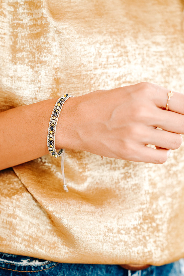 Adjustable Draw-cord Crystal Beading Bracelet