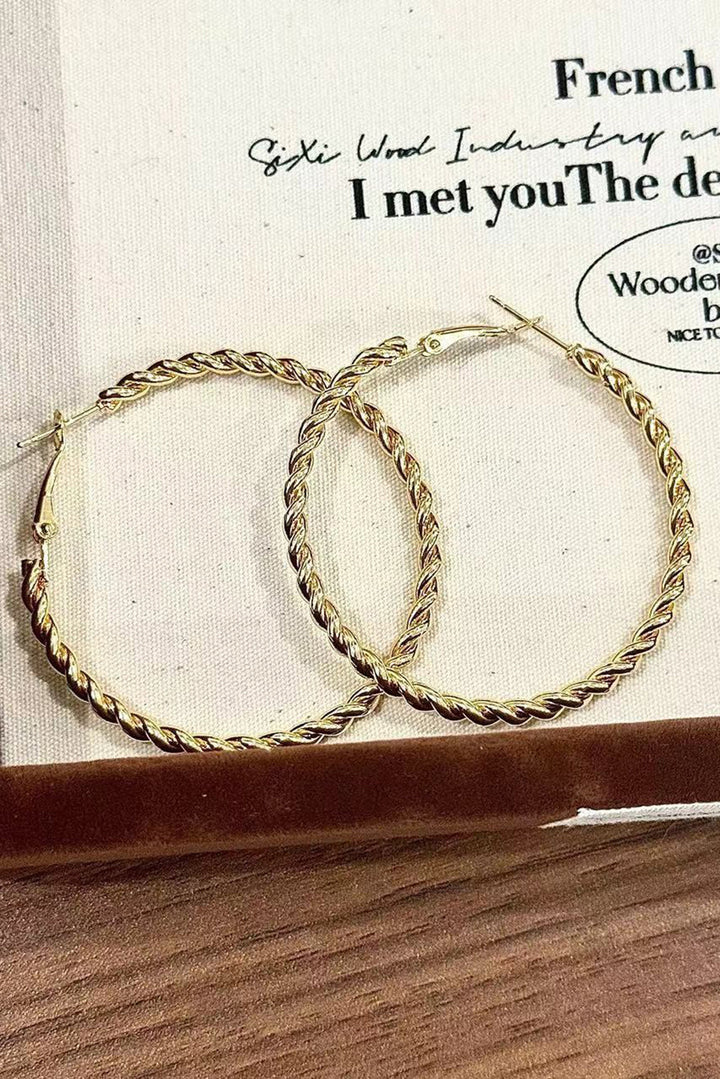 Gold Twisted Large Hoop Earrings