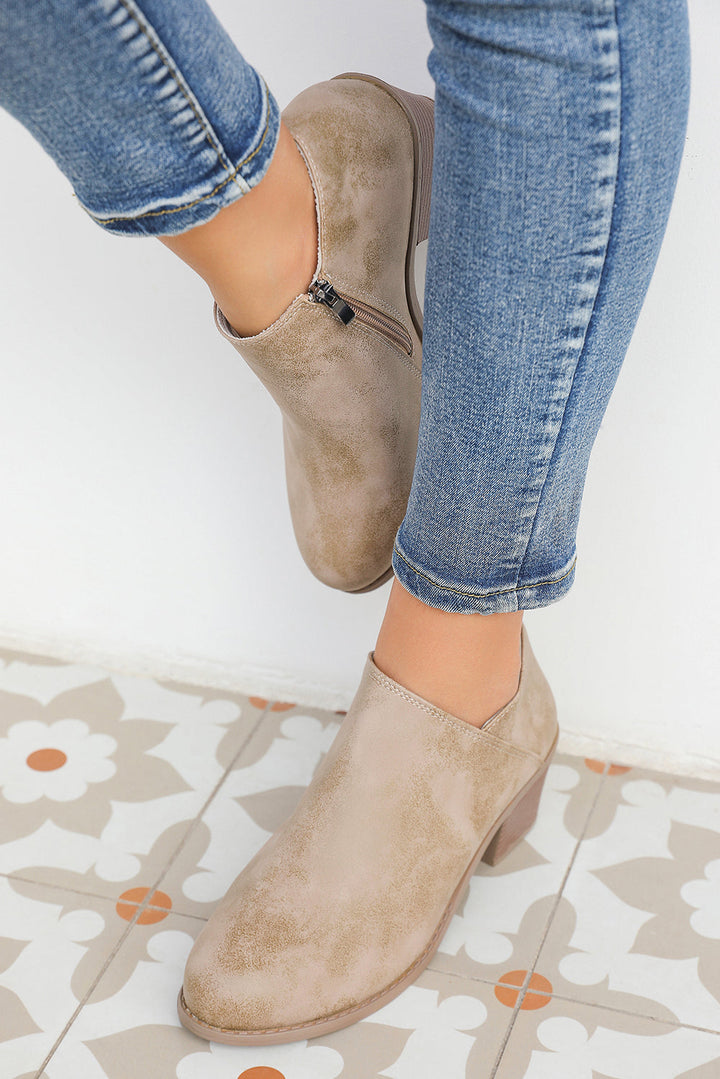 Tulip Opening Suede Ankle Boots