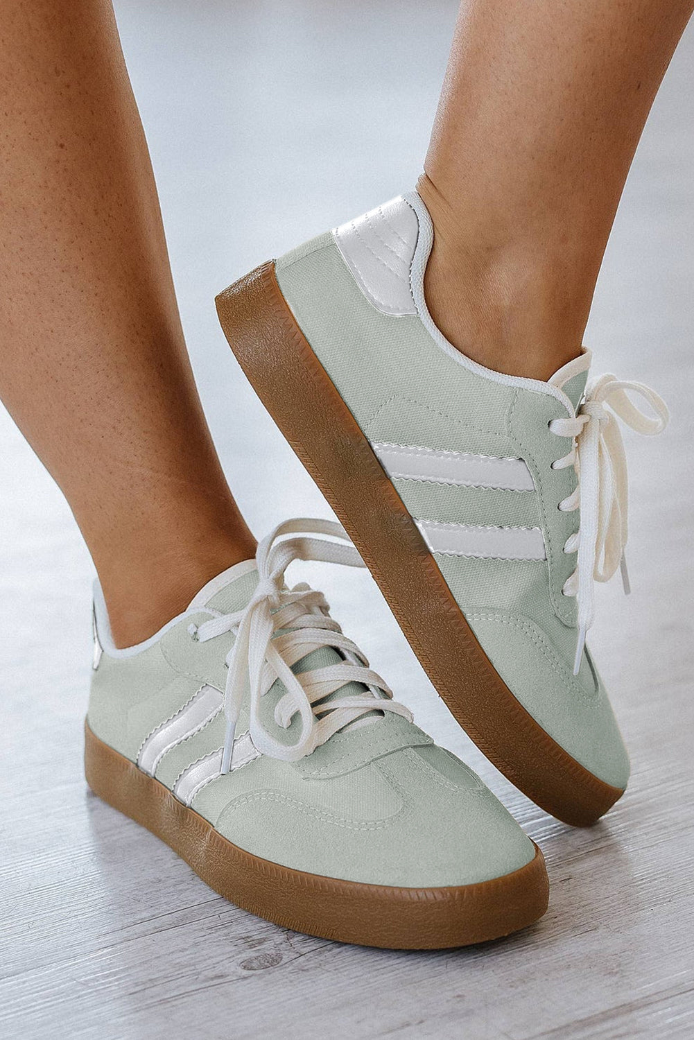 Willa Striped Lace-up Flat Sneakers