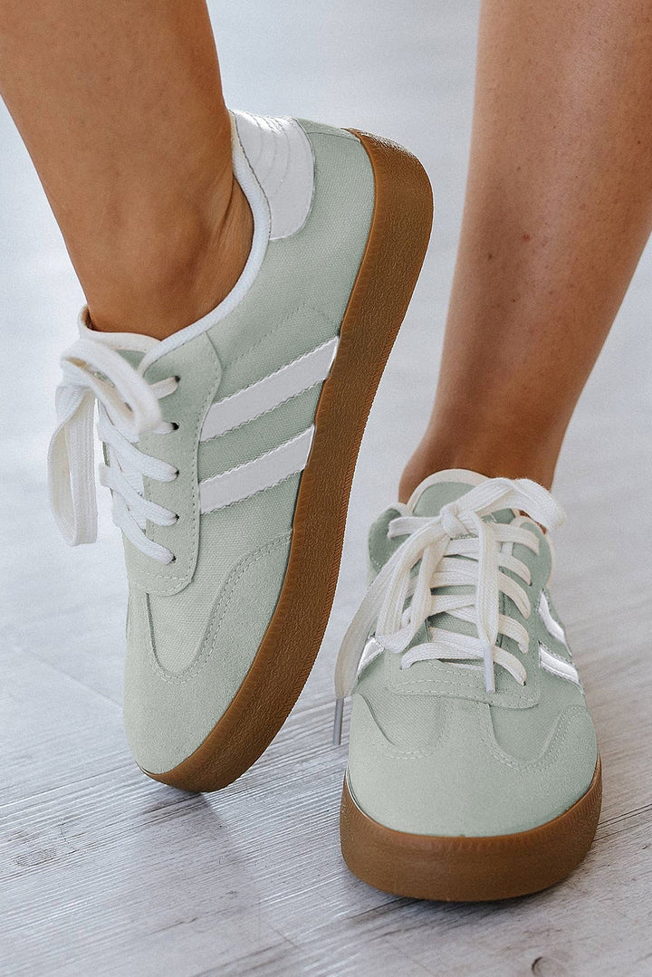 Willa Striped Lace-up Flat Sneakers