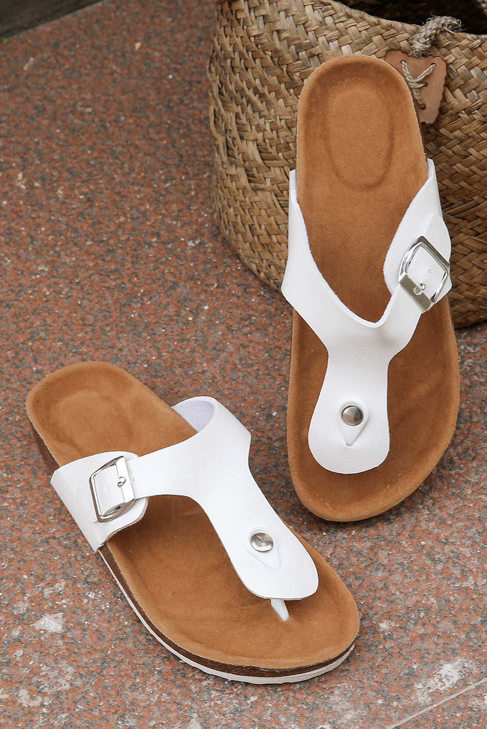 Vintage Buckle Thong Slippers