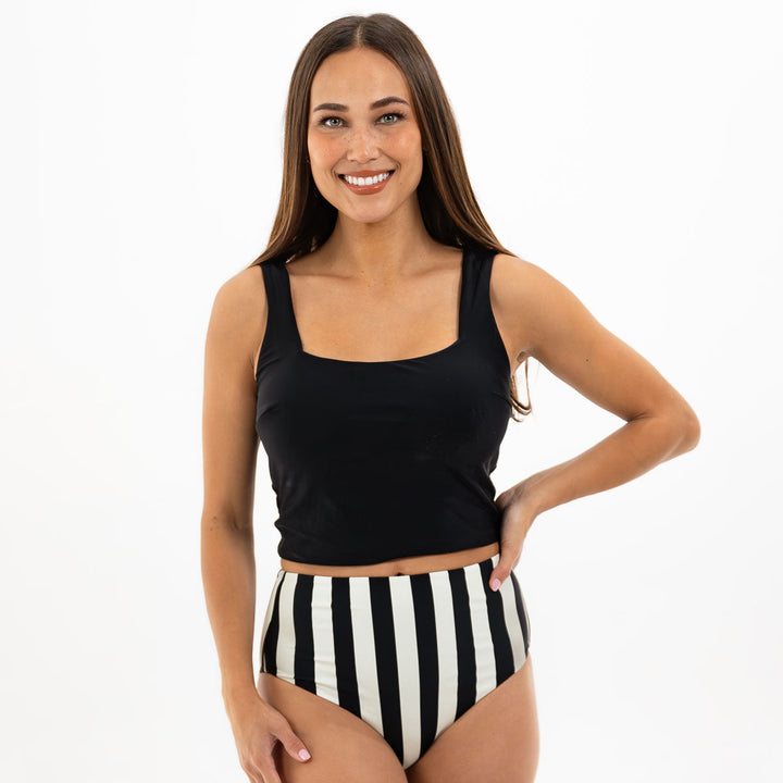 Square Neck Crop Tankini Top