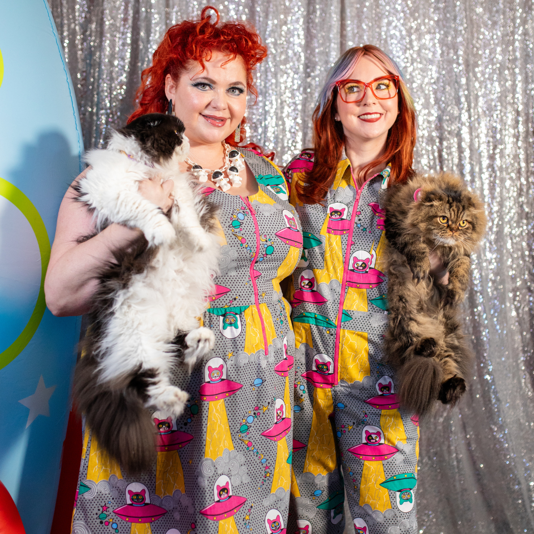 Cats in Space Jumpsuit in Asteroid Field