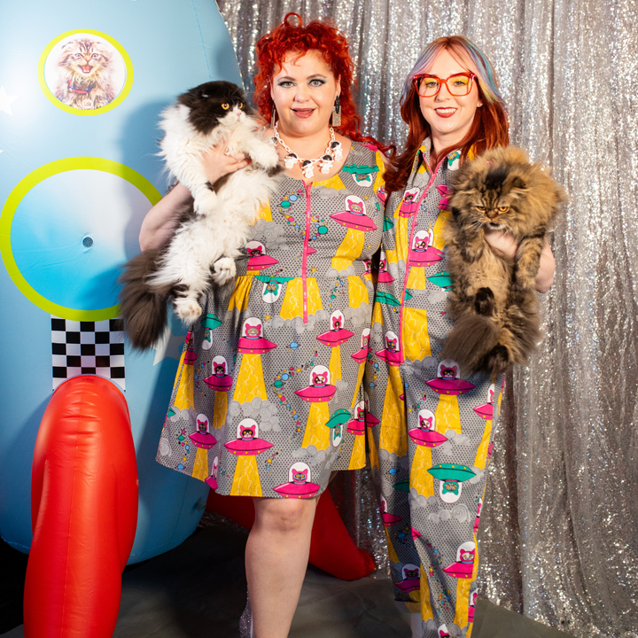 Cats in Space Jumpsuit in Asteroid Field