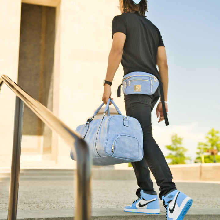 Baby Blue Leather Sling Bag