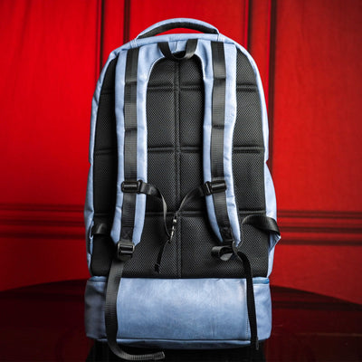 Baby Blue Leather Luxury Carry-On Backpack (Patented Signature Design)