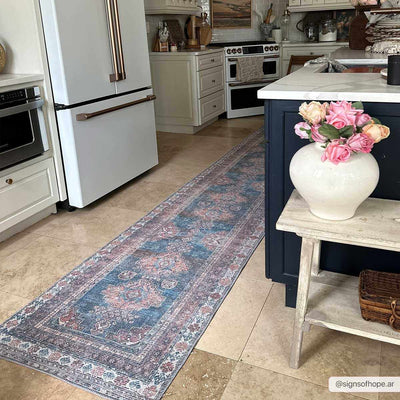 Baltinglass Rust & Blue Washable Rug