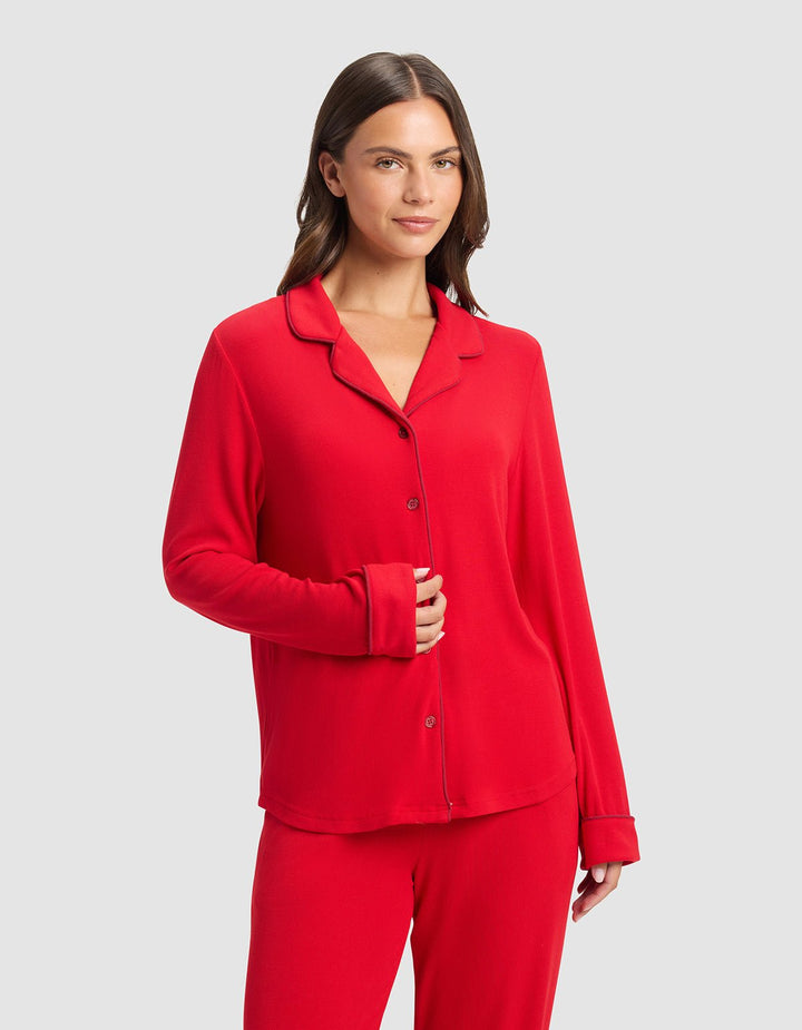 Women's Bamboo Rib-Knit Classic Long Sleeve Pajama Set