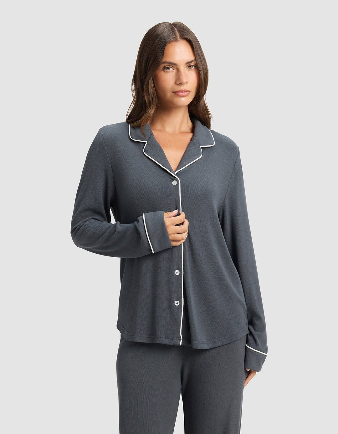 Women's Bamboo Rib-Knit Classic Long Sleeve Pajama Set