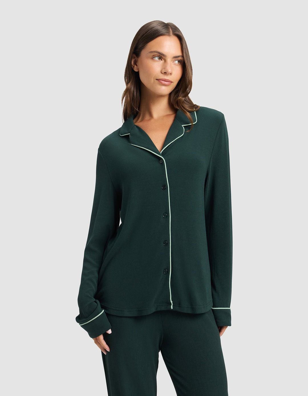 Women's Bamboo Rib-Knit Classic Long Sleeve Pajama Set