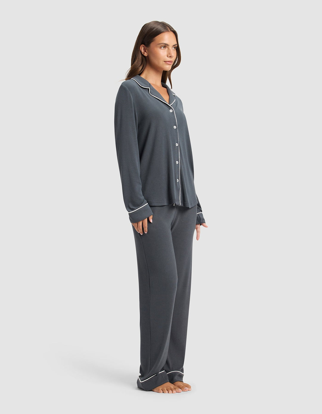 Women's Bamboo Rib-Knit Classic Long Sleeve Pajama Set